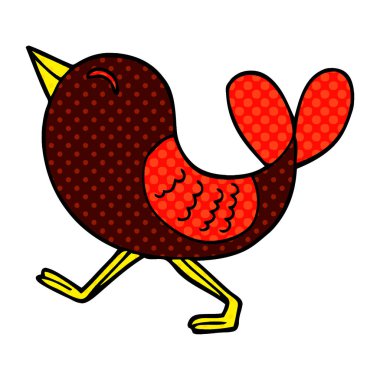 çizgi film doodle kırmızı kuş