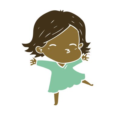 düz renk tarzı çizgi film kadın