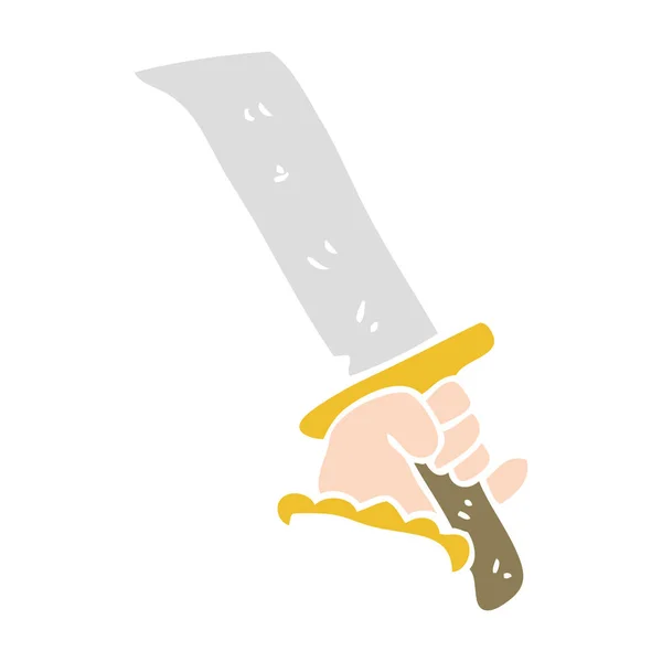 剣を持つ手のフラット カラー イラスト — ストックベクタ