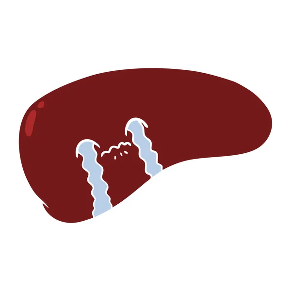 Colore Piatto Stile Cartone Animato Fegato Piangendo — Vettoriale Stock