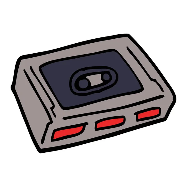 Cartoon Doodle Cassette Tapedeck — Stockvector