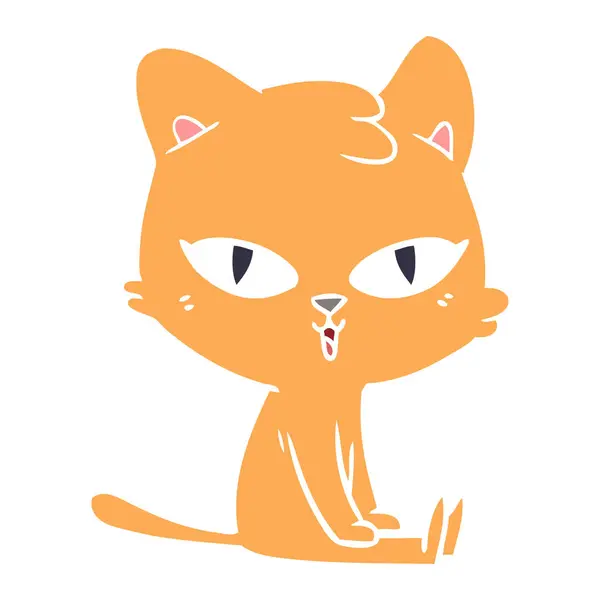 Plano Color Estilo Dibujos Animados Gato — Vector de stock