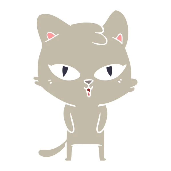 Plat Couleur Style Dessin Animé Chat — Image vectorielle