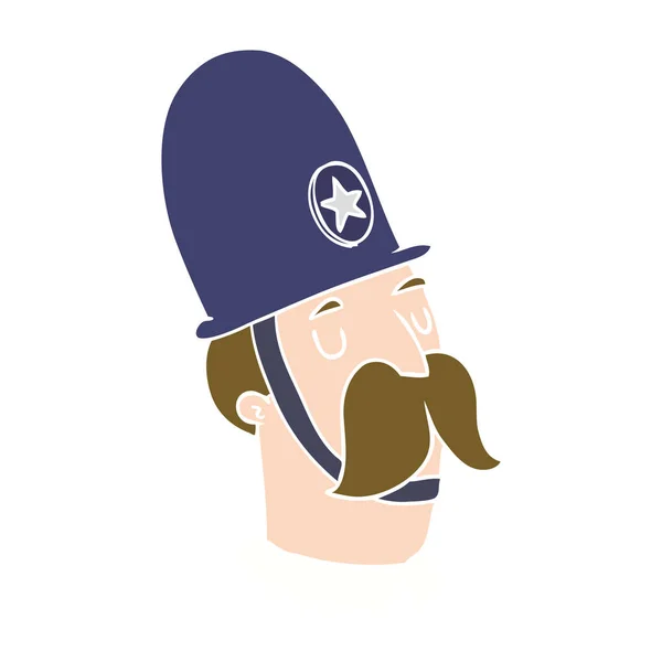 Policía Dibujos Animados Estilo Color Plano Con Bigote — Vector de stock