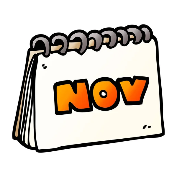 Cartoon Doodle Kalender Visar November Månad — Stock vektor