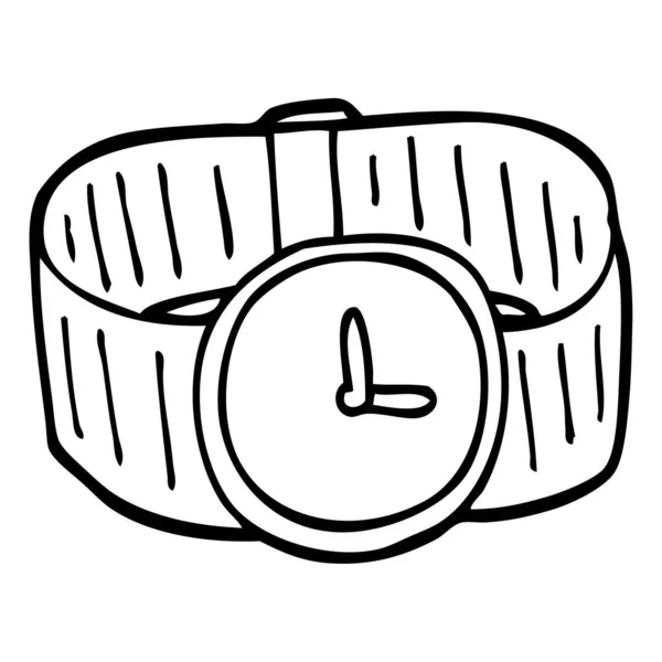 Linha Desenho Desenhos Animados Relógio Pulso Ouro — Vetor de Stock