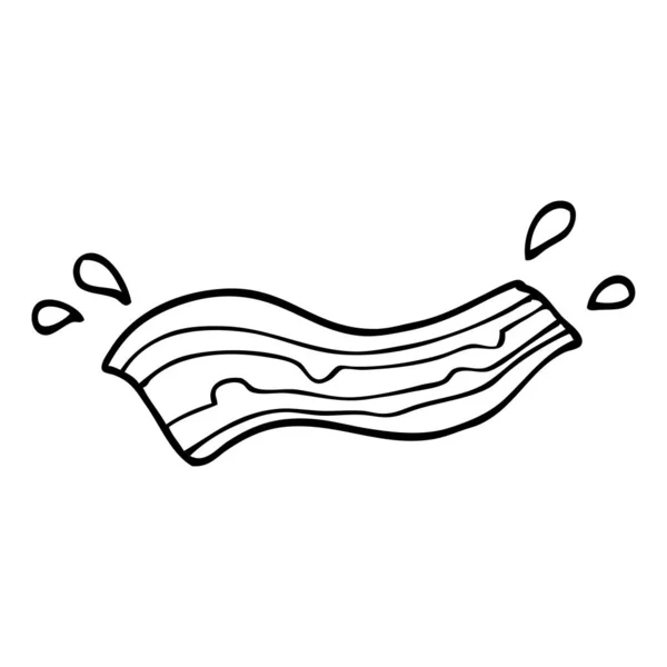 Line Drawing Cartoon Sizzling Bacon — Stock Vector