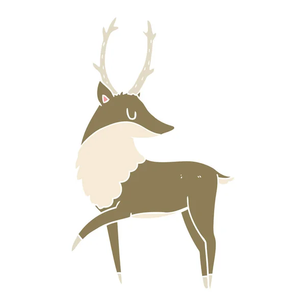 Flat Color Style Cartoon Stag — Stock Vector