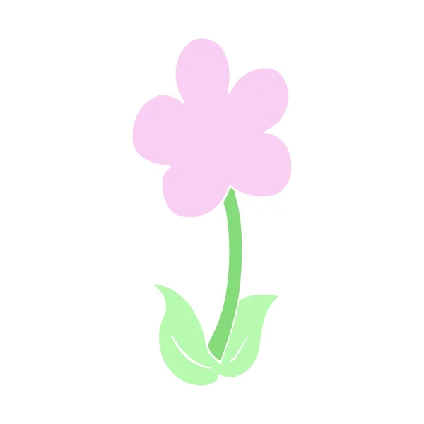 Cute Flat Color Style Cartoon Flower — Stock Vector