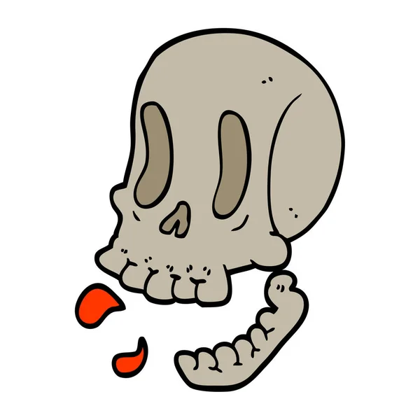 Plochá Kreslený Doodle Lebka — Stockový vektor