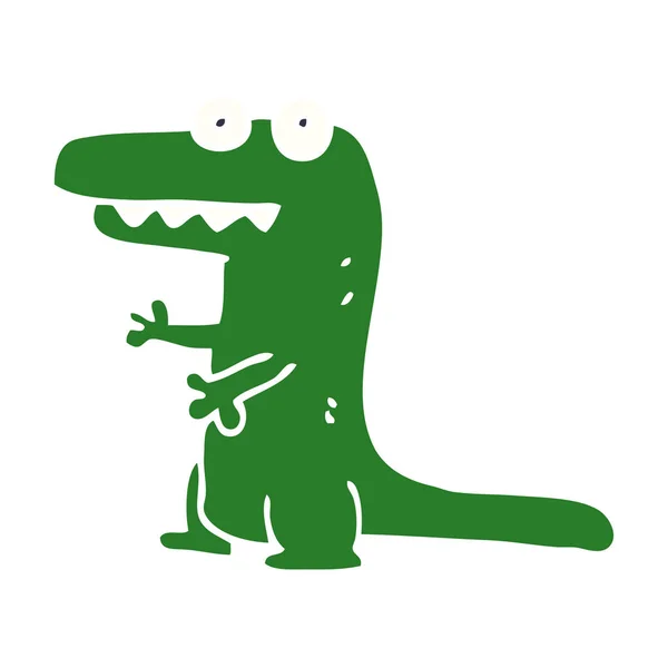 Cartone Animato Doodle Alligatore Pazzo — Vettoriale Stock