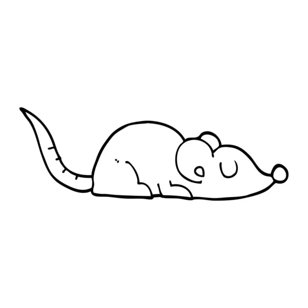 Line Drawing Cartoon Peaceful Mouse — Stock Vector