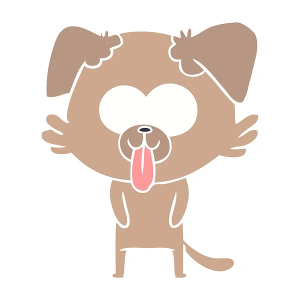 Flache Farbe Stil Cartoon Hund Mit Herausragender Zunge — Stockvektor