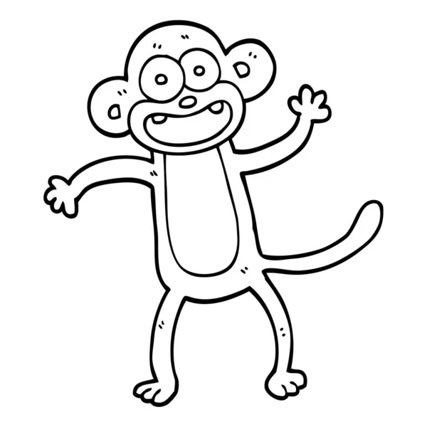 Line Drawing Cartoon Crazy Monkey — Stock Vector