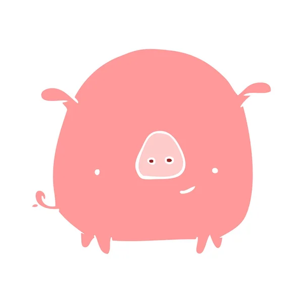 Flat Color Style Cartoon Pig — Stock Vector