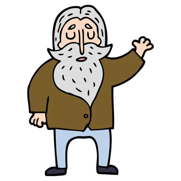 Cartoon Doodle Bearded Man — Stock Vector