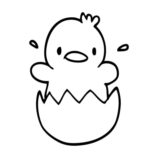 Línea Dibujo Dibujos Animados Bebé Pato — Vector de stock