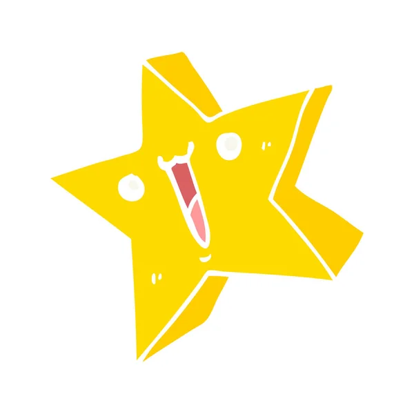 Egale Kleur Stijl Cartoon Happy Star — Stockvector