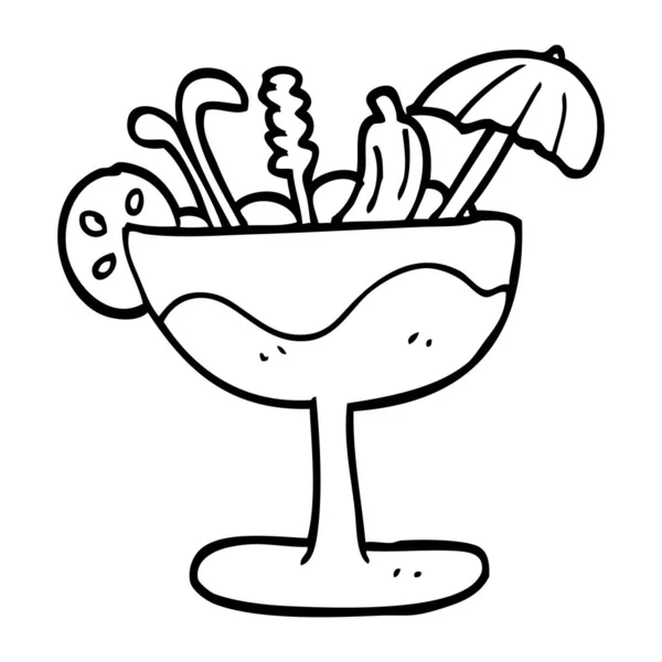 Lijntekening Cartoon Cocktail — Stockvector