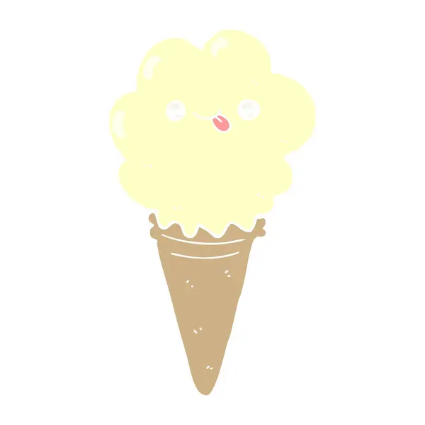 Helado Dibujos Animados Estilo Color Plano — Vector de stock