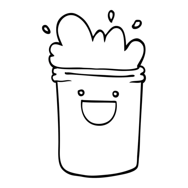 Linha Desenho Desenhos Animados Bebidas Felizes — Vetor de Stock