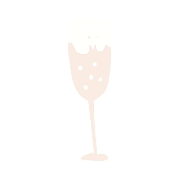 Düz Renk Stil Karikatür Şampanya Cam — Stok Vektör