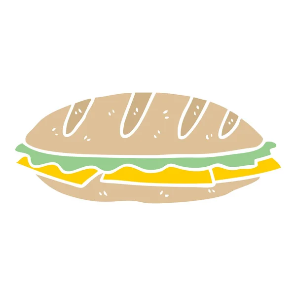 Płaski Kolor Stylu Kreskówki Cheese Sandwich — Wektor stockowy