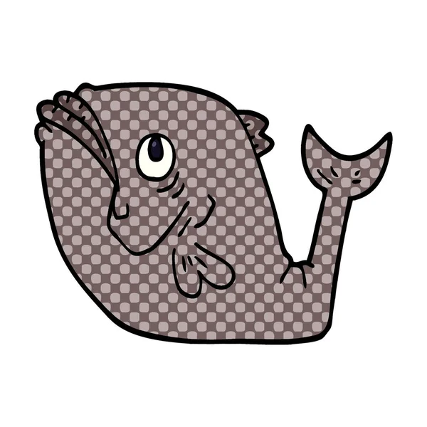 Engraçado Desenho Animado Doodle Peixe — Vetor de Stock