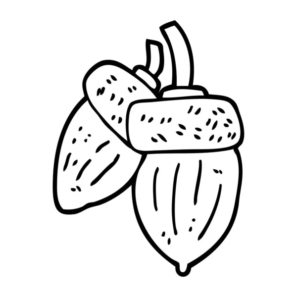 Lijntekening Cartoon Acorn — Stockvector