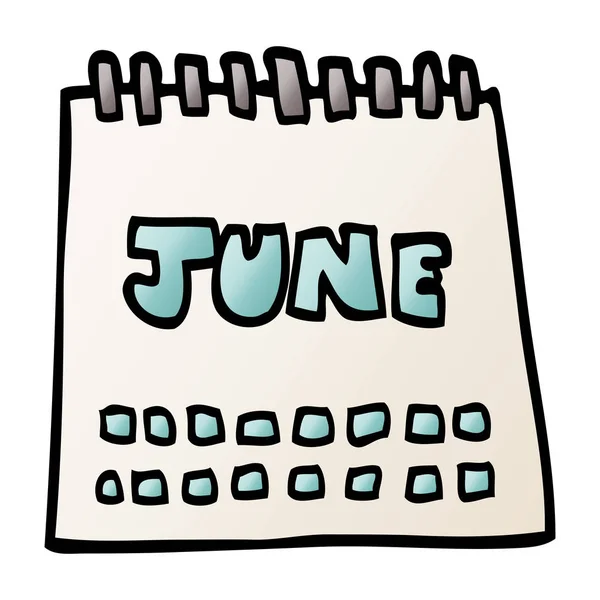 Calendrier Doodle Dessin Animé Montrant Mois Juin — Image vectorielle