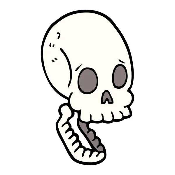 Flat Cartoon Doodle Skull — Stock Vector