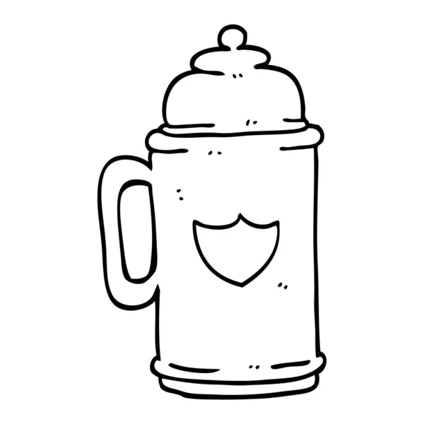 Linha Desenho Desenho Animado Tradicional Cerveja Tankard — Vetor de Stock