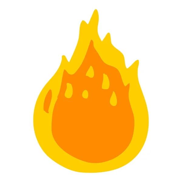 Plochý Barevný Styl Kreslených Oheň — Stockový vektor