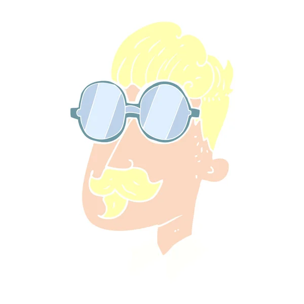 Illustration Couleur Plate Homme Avec Moustache Lunettes — Image vectorielle