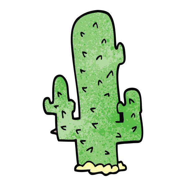 Cartoon Doodle Cactus Platte Pictogram Geïsoleerd Een Witte Achtergrond Vector — Stockvector