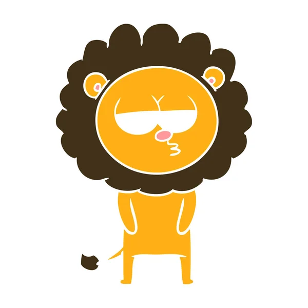 扁平颜色风格动画片疲倦的狮子 — 图库矢量图片