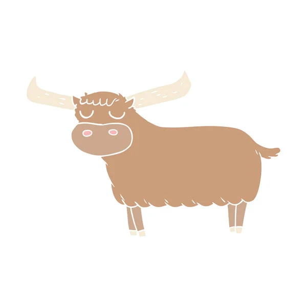 Egale Kleur Stijl Cartoon Stier — Stockvector