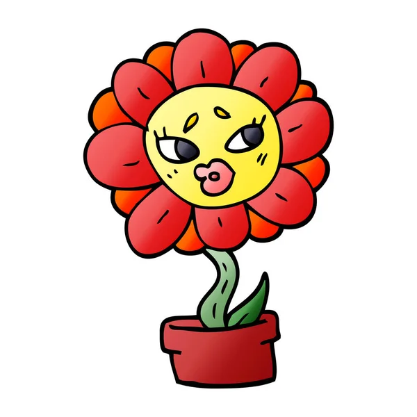 Cartoon Doodle Flower Pot — Stock Vector