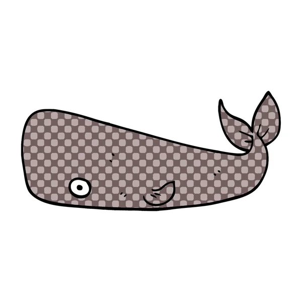 Cartoon Doodle Whale Vit Bakgrund — Stock vektor