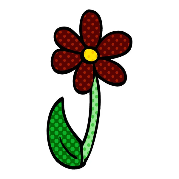 Desenho Animado Doodle Única Flor —  Vetores de Stock