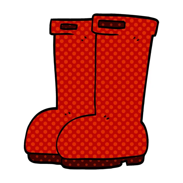 Cartone Animato Doodle Wellies Rossi — Vettoriale Stock