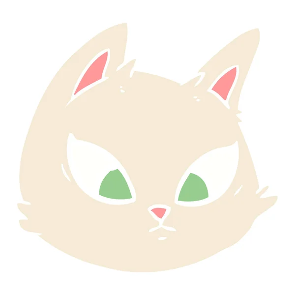 Plat Couleur Style Dessin Animé Visage Chat — Image vectorielle