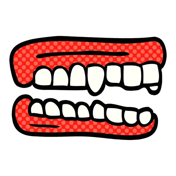Desenho Animado Doodle Dentes Falsos — Vetor de Stock