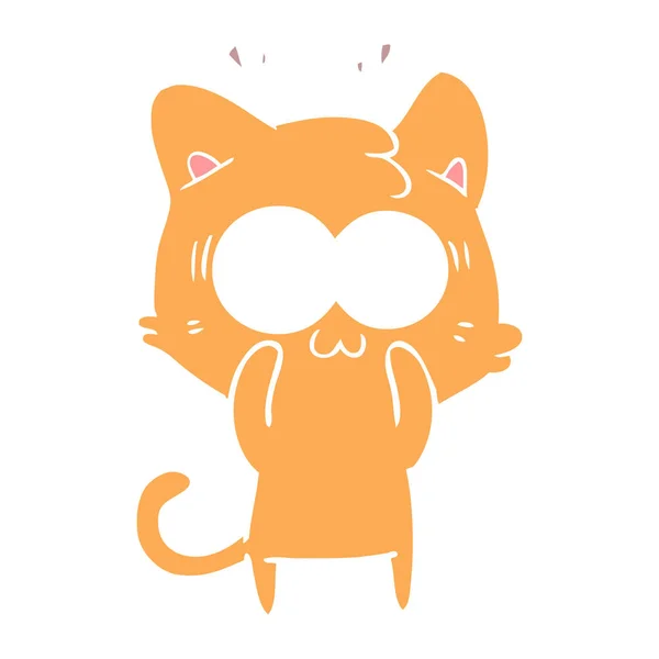 Επίπεδη Χρώμα Στυλ Καρτούν Έκπληκτος Γάτα — Διανυσματικό Αρχείο
