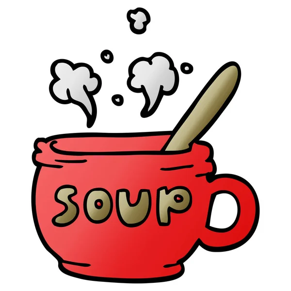 熱いスープの漫画落書き — ストックベクタ