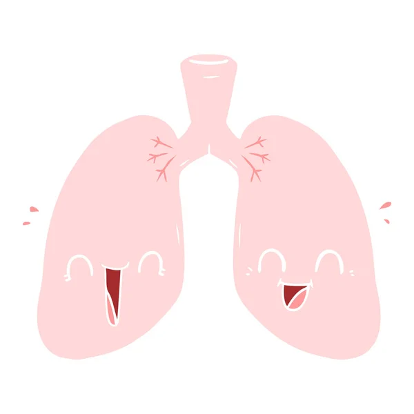 Płaski Kolor Stylu Cartoon Szczęśliwy Płuc — Wektor stockowy