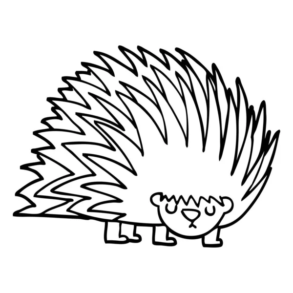 Linha Desenho Cartoon Ouriço Spiky —  Vetores de Stock