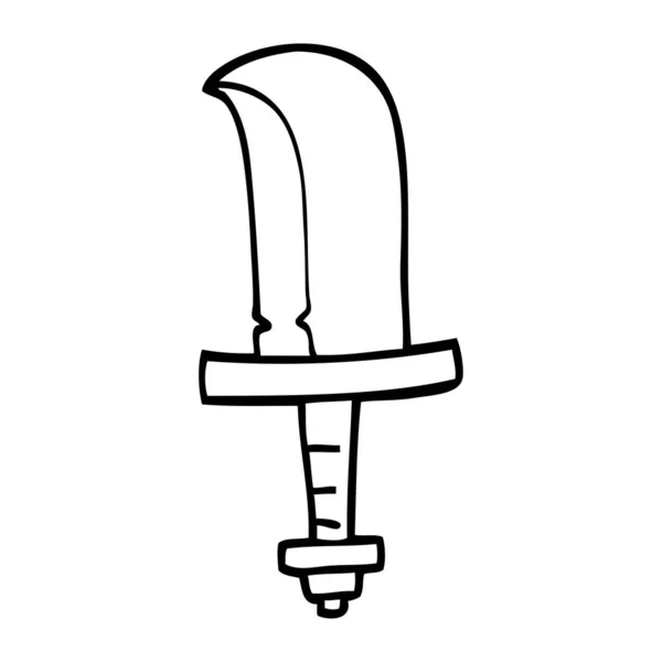 Line Drawing Cartoon Old Dagger — Stock Vector