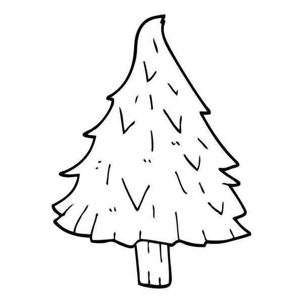 Linienzeichnung Cartoon Weihnachtsbaum — Stockvektor