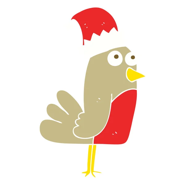 Flat Color Illustration Christmas Robin — Stock Vector
